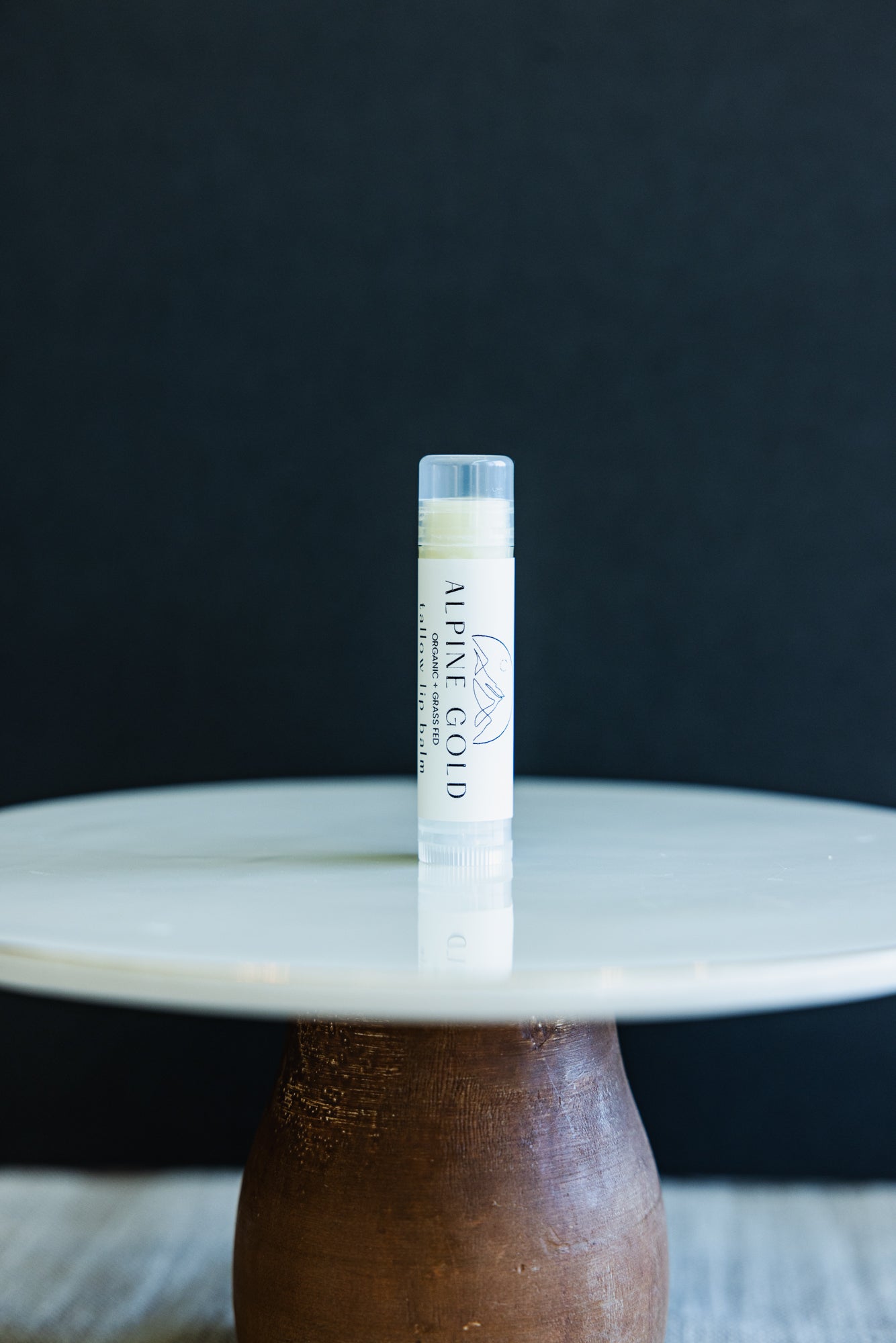 Alpine Gold Tallow Based lip balm. All natural, non-toxic, chemical free - made from certified organic and grass fed tallow. Hydrating, vitamin packed, anti-aging.